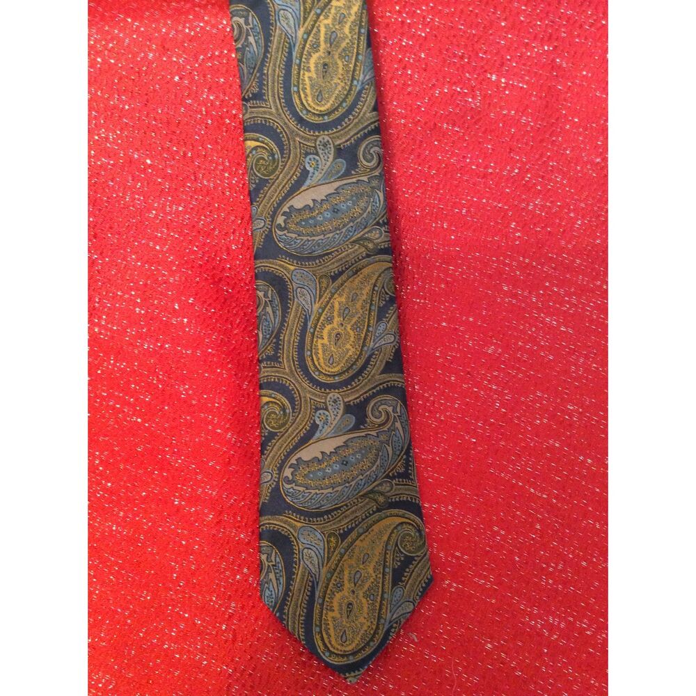 Robert Talbott Best of Class Classic Tie Silk 59" Navy Gold Paisley Career